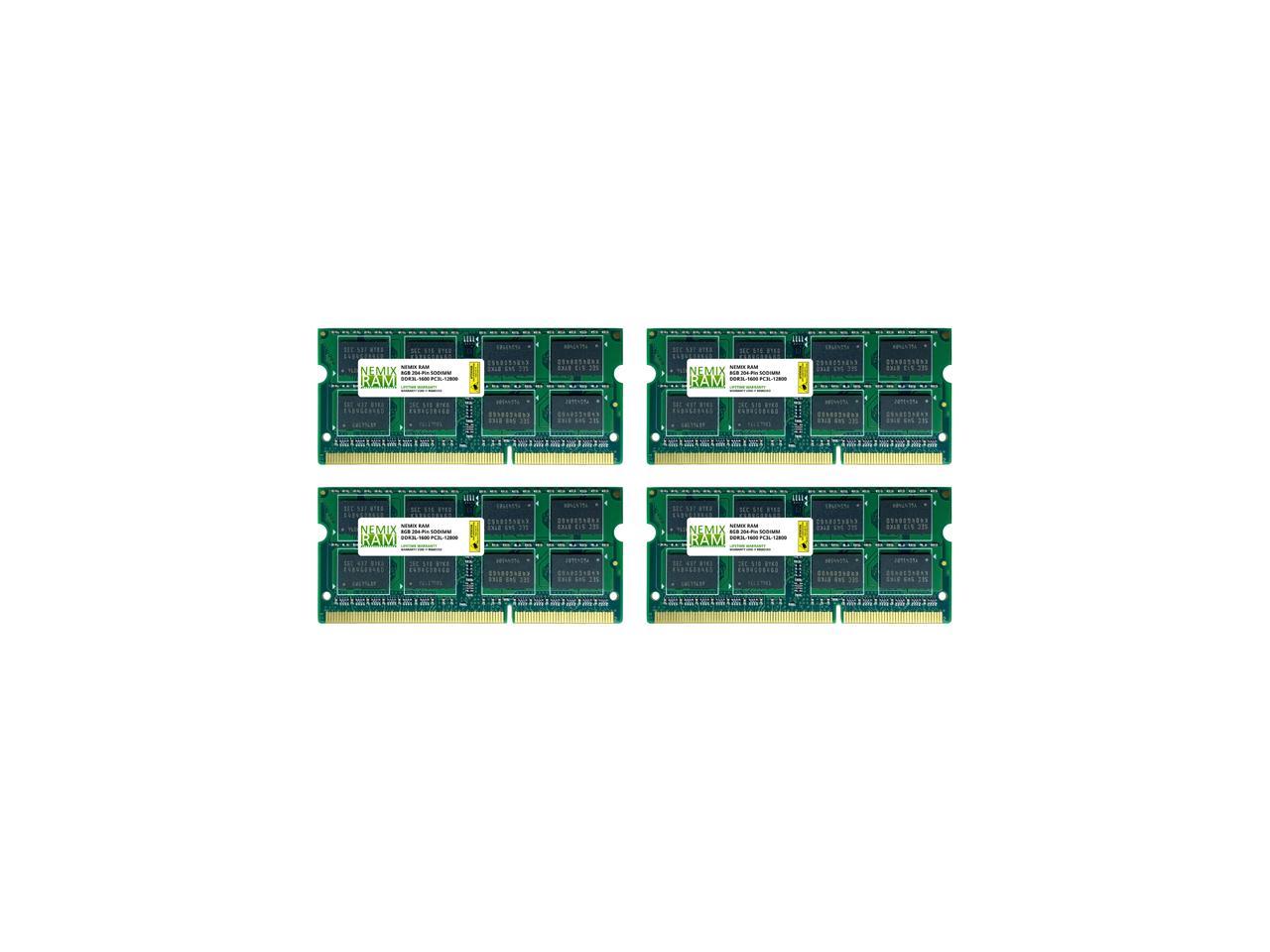 32GB (4x8GB) DDR3 1600 (PC3 12800) SODIMM Laptop Memory RAM