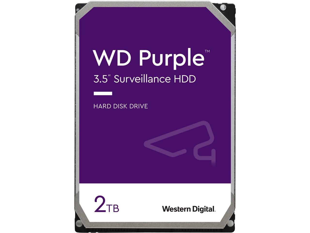 WD Purple 2TB Surveillance Hard Disk Drive - 5400 RPM Class SATA 6Gb/s 64MB Cache 3.5 Inch WD20PURZ