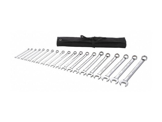 WESTWARD 54DF97 Combination Wrench Set, Metric, 6 mm to 25 mm Head Sizes, 6