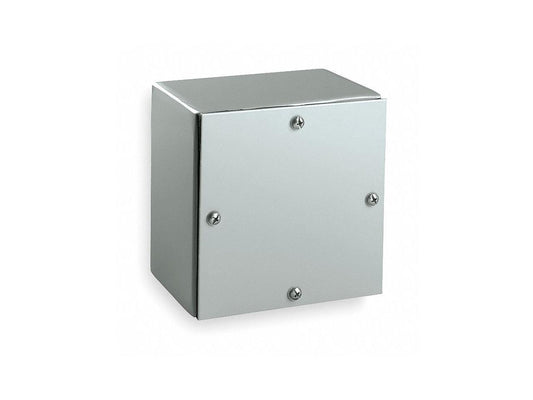 6H x 6W x 4D Metallic Enclosure, Gray, Knockouts: No, Screws Closure Method