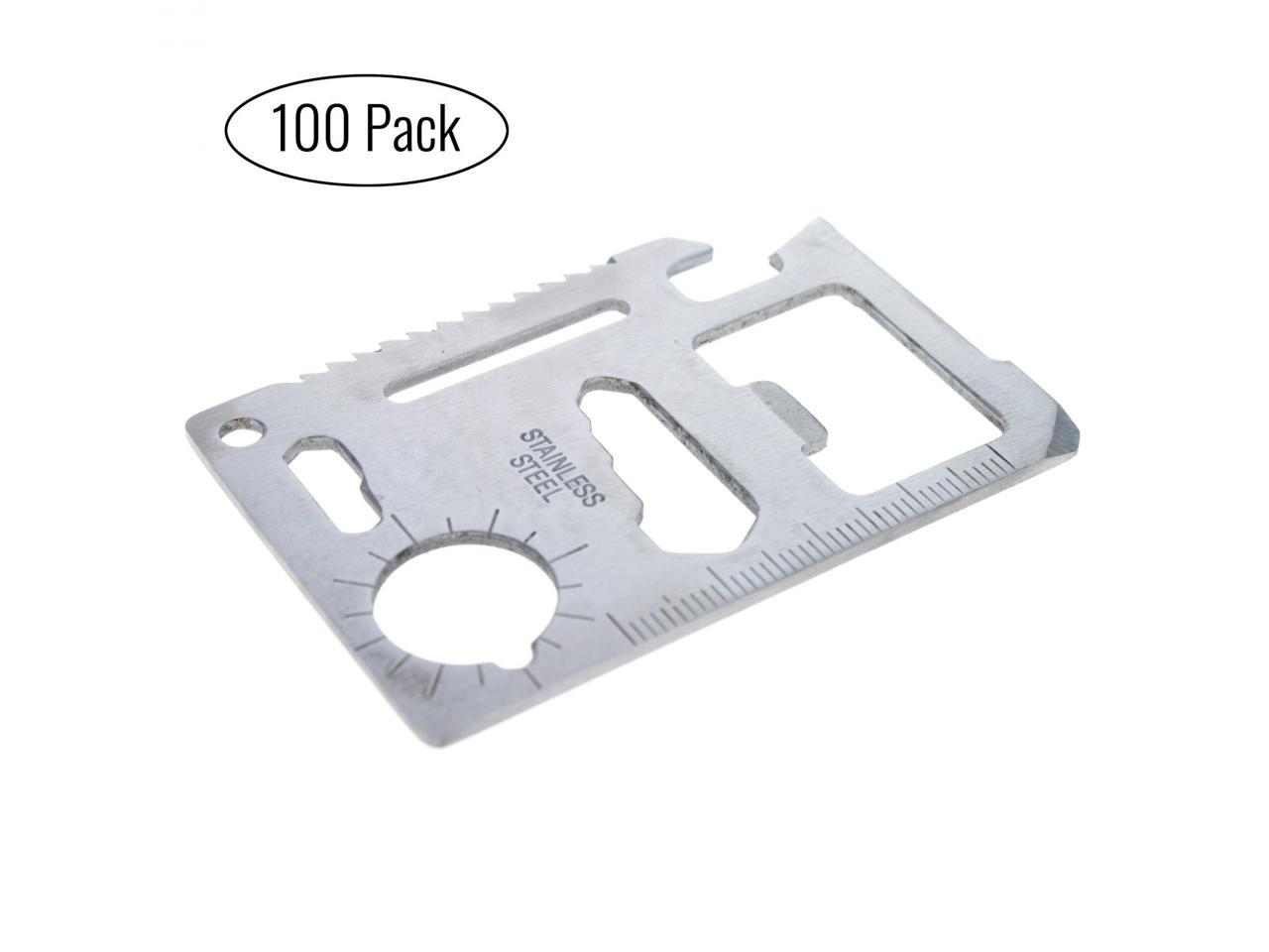 (100 Pack) Outdoor 11 in 1 Multi Function Credit Card Sized Tool