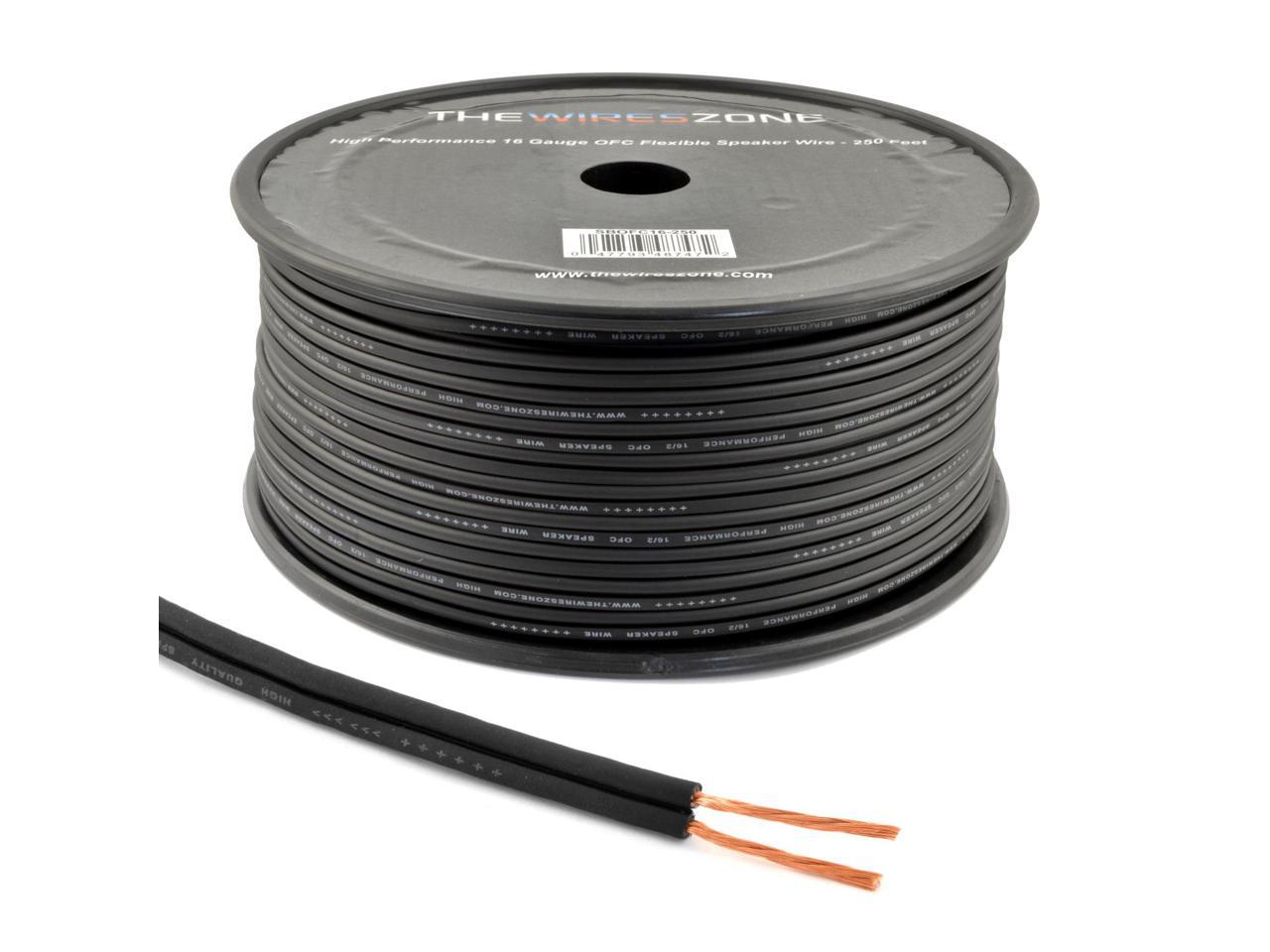 250 ft. 16 AWG High-Performance OFC Full Copper Home and Car Audio Speaker Wire Black