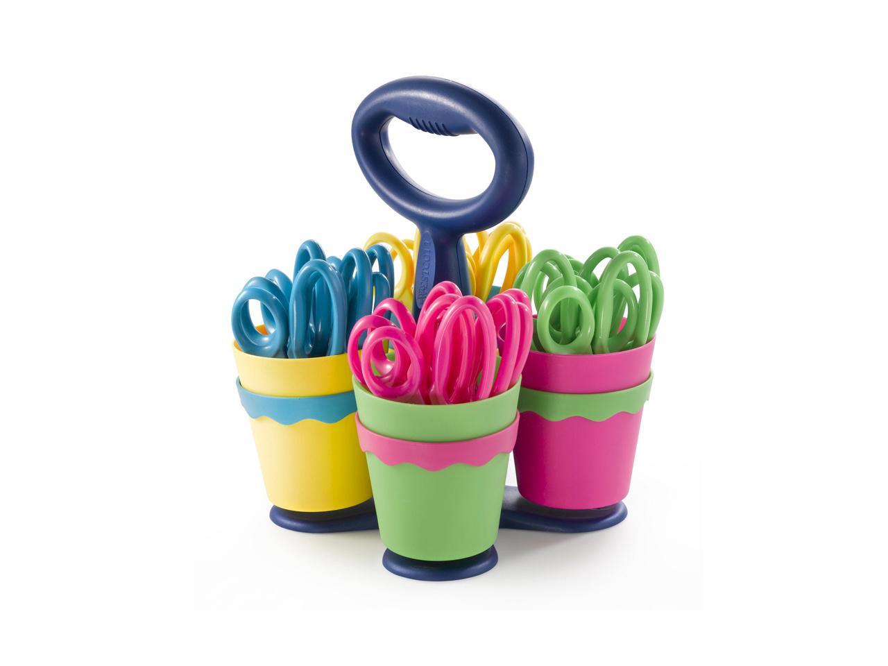 Westcott 14755 Scissor Caddy with 24 5 Length Kids' Pointed Scissors- Assorted