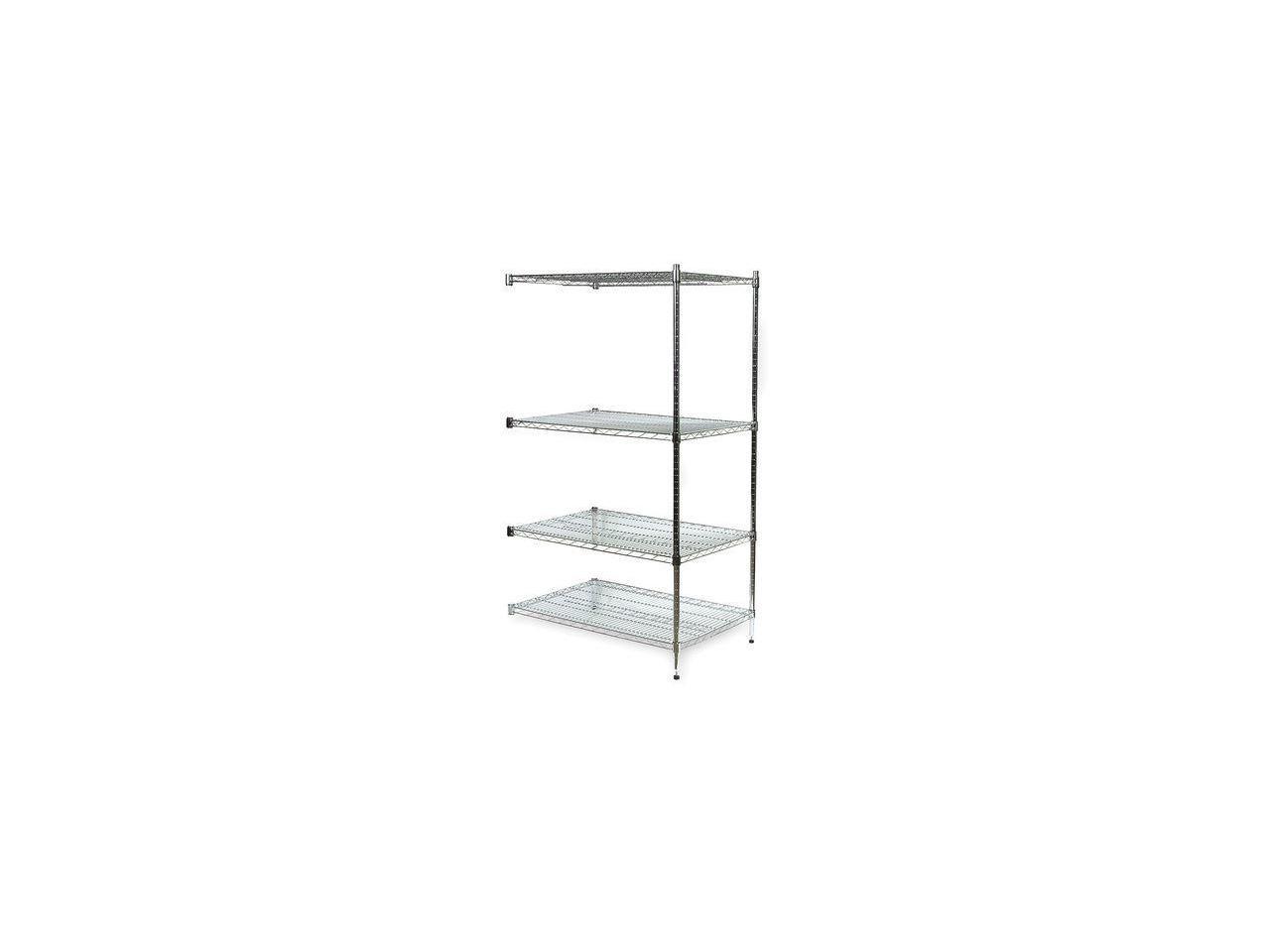 ZORO SELECT 2KNY5 Wire Shelving, 24D x 24W x 74H, 4 Shelves, Silver