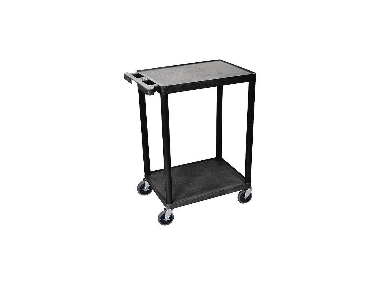 ZORO SELECT STC22-B Utility Cart with Lipped Plastic Shelves, Flat, 2 Shelves,