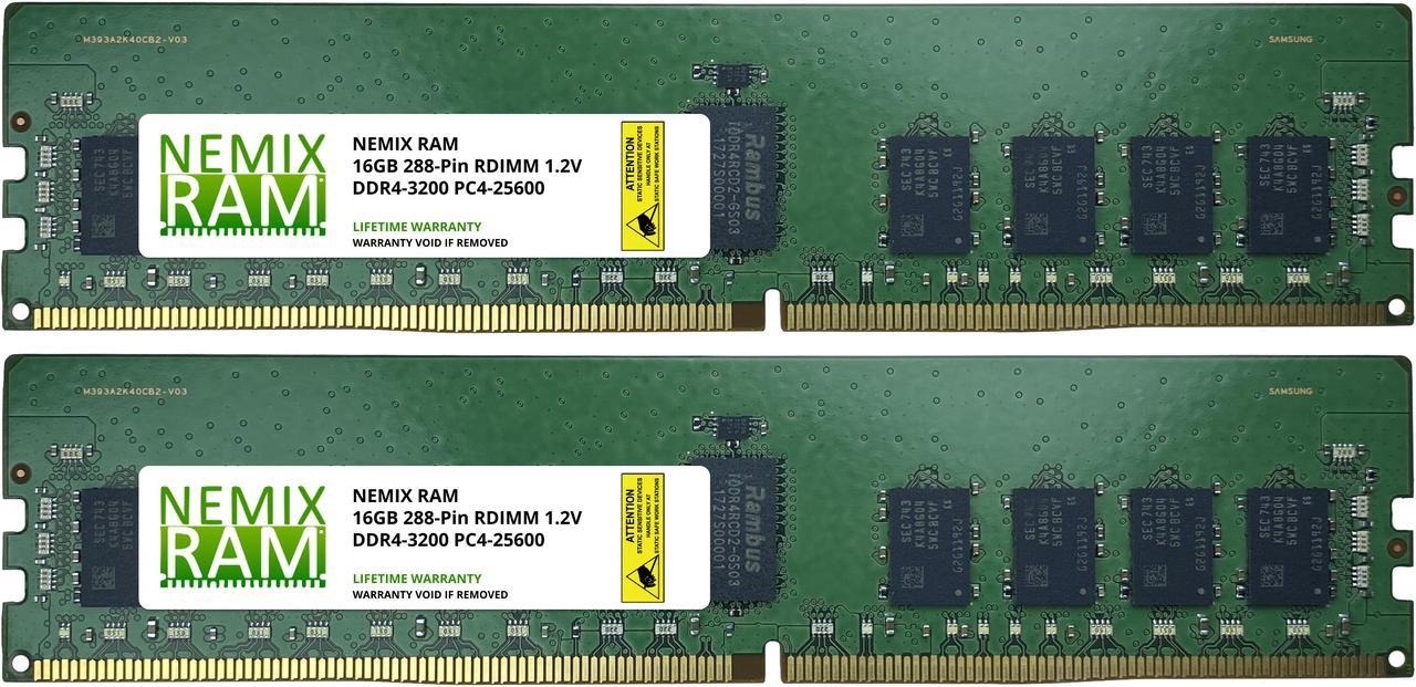 32GB 2x16GB DDR4-3200 PC4-25600 1Rx4 RDIMM ECC Registered Memory by Nemix Ram