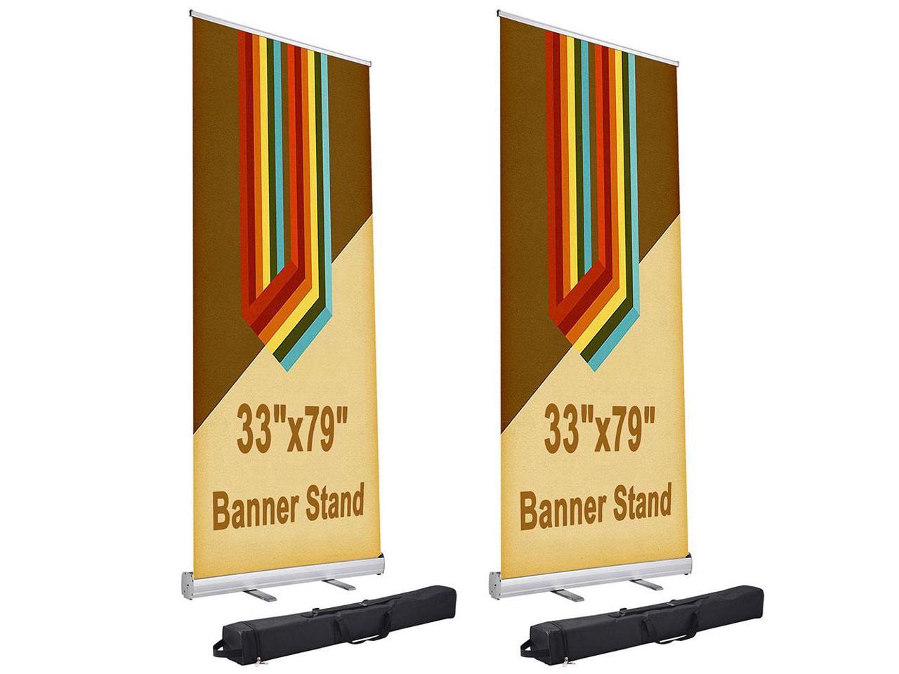 33 x 79 Retractable Banner Stand Trade Show Display Holder Carry Bag 2 Packs