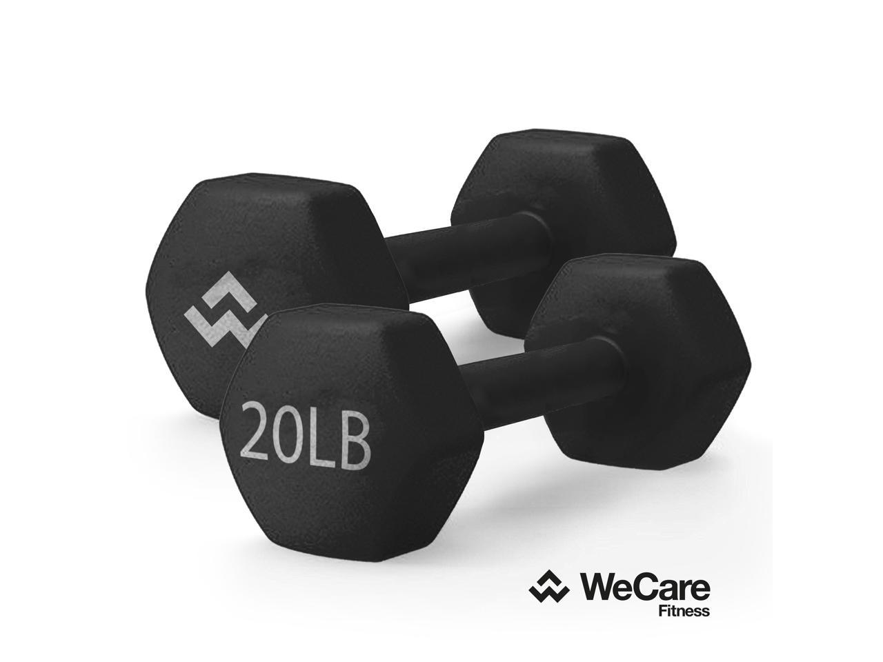 WeCare Fitness Neoprene Coated 20 Lbs Dumbbells for Non-Slip Grip (Set of Two) - Black