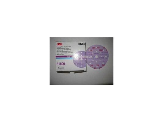 3M 34784 6 P1500 Grit, Hookit Purple Finishing Film Disc Dust Free 50 Per Box