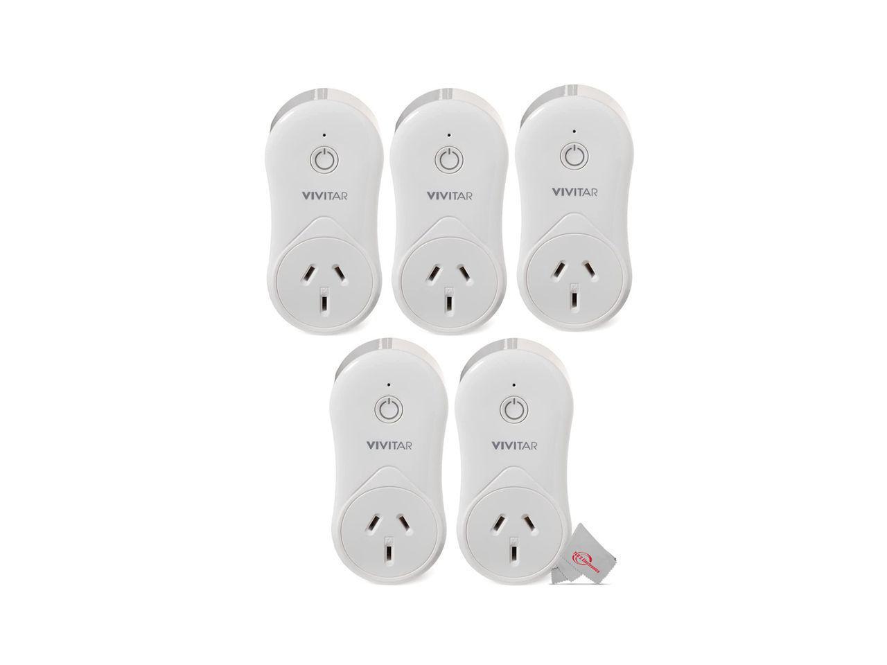 5x Vivitar Smart Home Wi-Fi Outlet + USB Port Compatible with Alexa and Google Home - No Hub Required