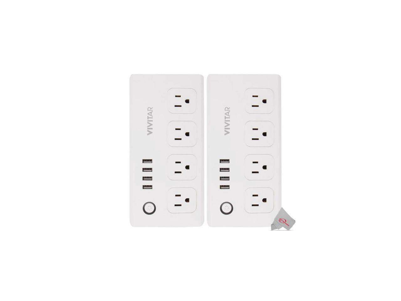 2x Vivitar Smart Home Smart Plug Power Strip 4 Wi-Fi Outlets + 4 USB Ports No Hub Required