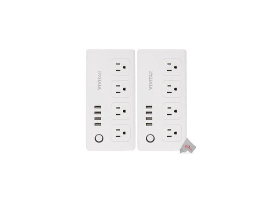 2x Vivitar Smart Home Smart Plug Power Strip 4 Wi-Fi Outlets + 4 USB Ports No Hub Required