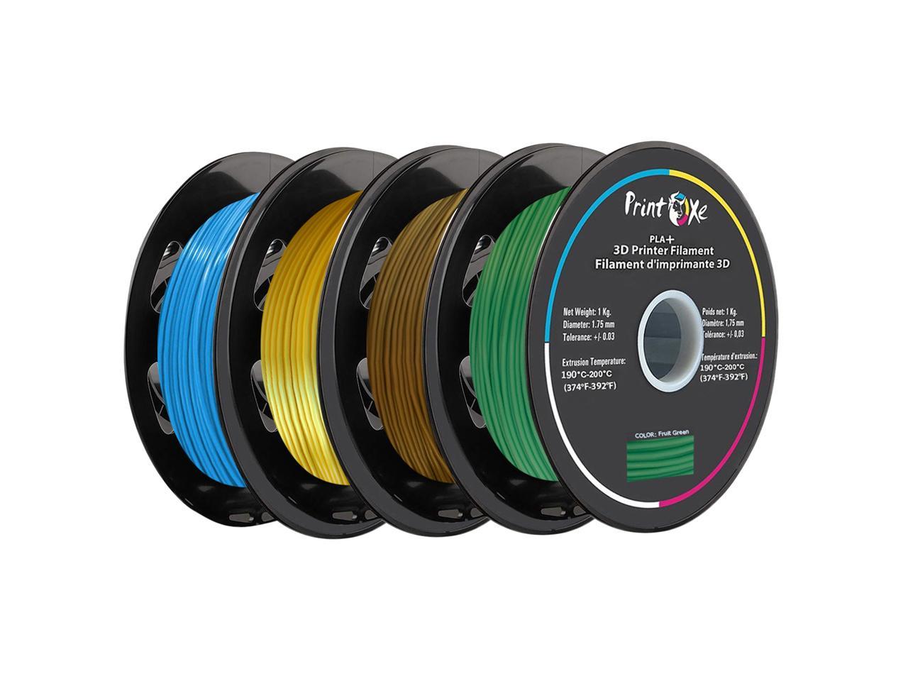 3D PLA+ / Pro PLA 4 Packs of Light Blue / Flourescent Yellow / Bronze / Fruit Green Colours Filament for 3D Printers - 1.75 mm Diameter - 1 Kg Net on Spool (2.2 LBs) Accuracy +/- 0.03 mm