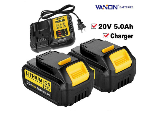 2Pack 20V MAX 5.0Ah XR Lithium Ion Battery for DEWALT DCB205 DCB200 DCB206 DCB204 and DCB112 Charger