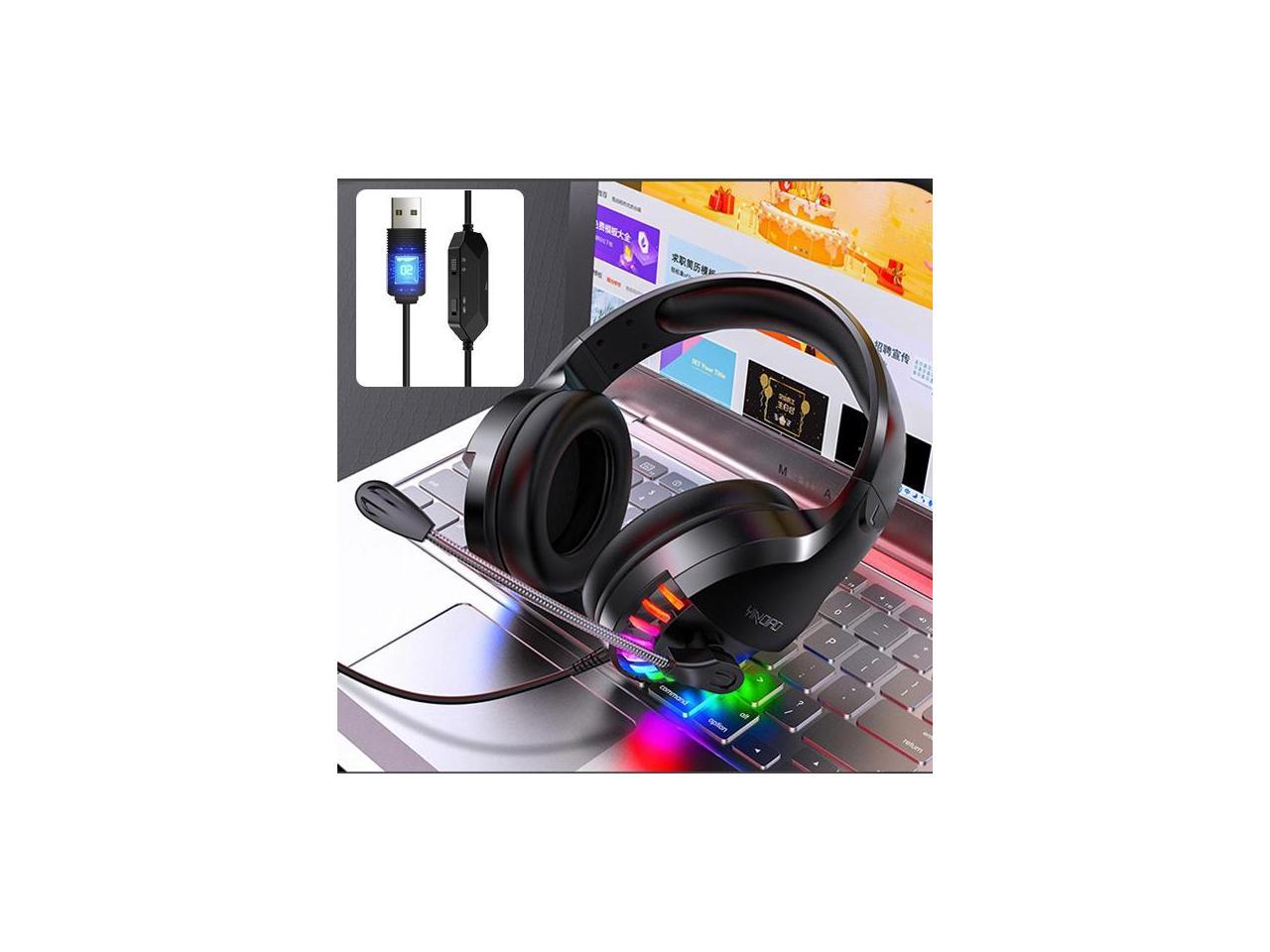 YINDIAO Q2 Head-mounted Wired Gaming Headset with Microphone, Version: Single USB Sound Card (Black)