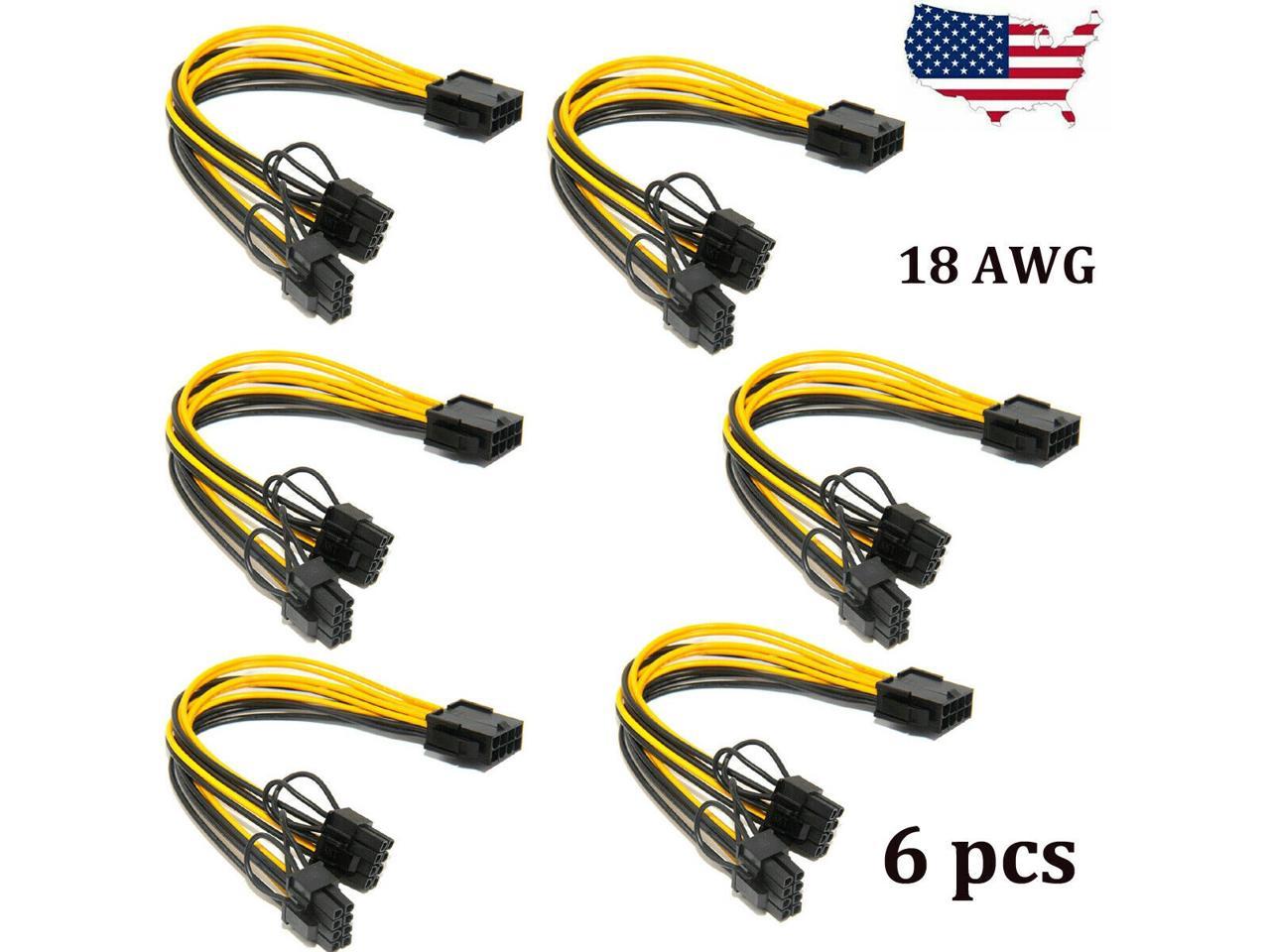 (6-pack) PCI-E 8-pin to GPU 2x 6+2-pin Power Splitter Cable PCIE PCI Express