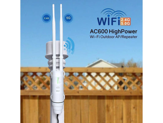 WAVLINK AC600 Outdoor WiFi Upgrade Version Extender,Weatherproof Internet Long Range Signal Booster,Wireless Dual Band 2.4+5G Repeater/Router/AP with POE,No WiFi Dead Zones for Outdoor WiFi Coverage