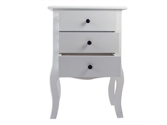 White Wood Nightstand 3 Drawers Storage End Table Bedroom Storage Side Bedside