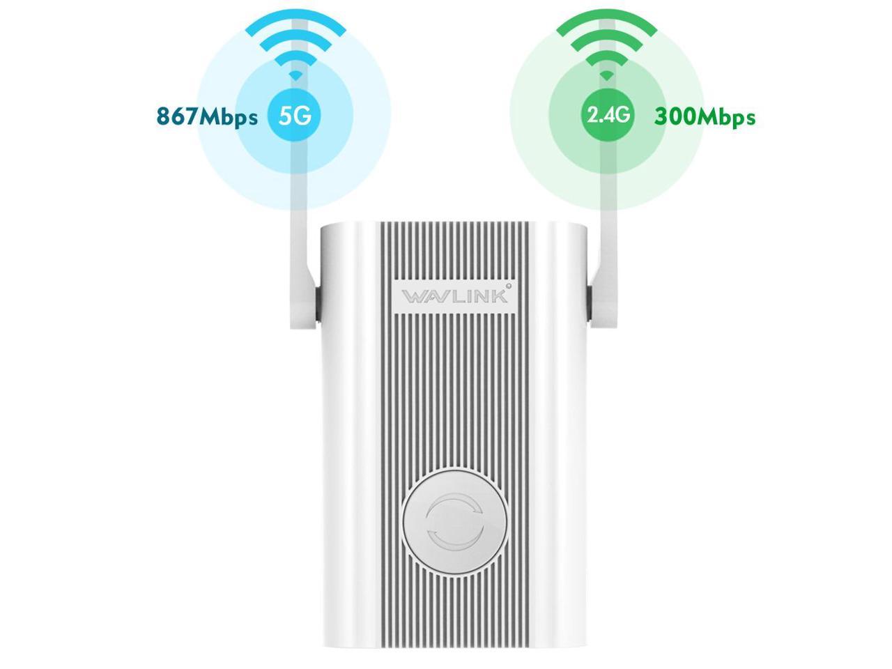 Wavlink AC1200 WiFi Range Extender-Internet Booster, 2.4GHz & 5GHz Dual Band Wireless Signal Amplifier & Repeater, Covers up to 1000 Sq.ft and 64Devices, Access Point, Compact Wall Plug Design