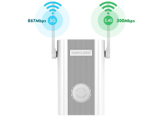 Wavlink AC1200 WiFi Range Extender-Internet Booster, 2.4GHz & 5GHz Dual Band Wireless Signal Amplifier & Repeater, Covers up to 1000 Sq.ft and 64Devices, Access Point, Compact Wall Plug Design