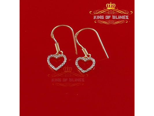 10K Yellow Gold Finish Real Diamond 0.20 CT Silver Dangling Earrings