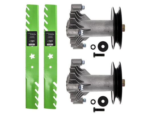 8TEN Spindle with Pulley Toothed Blade Kit for AYP Husqvarna 38 inch Cut Deck CT1238A GM12538A LR 125 LT 120 1238A 1538A