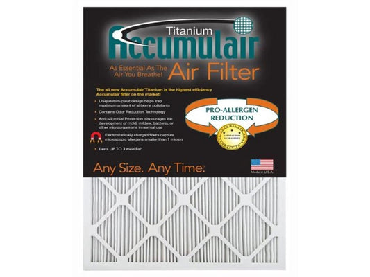 accumulair titanium 19.75x21.5x1 (actual size) high efficiency allergen reduction air filter/furnace filters (4 pack)