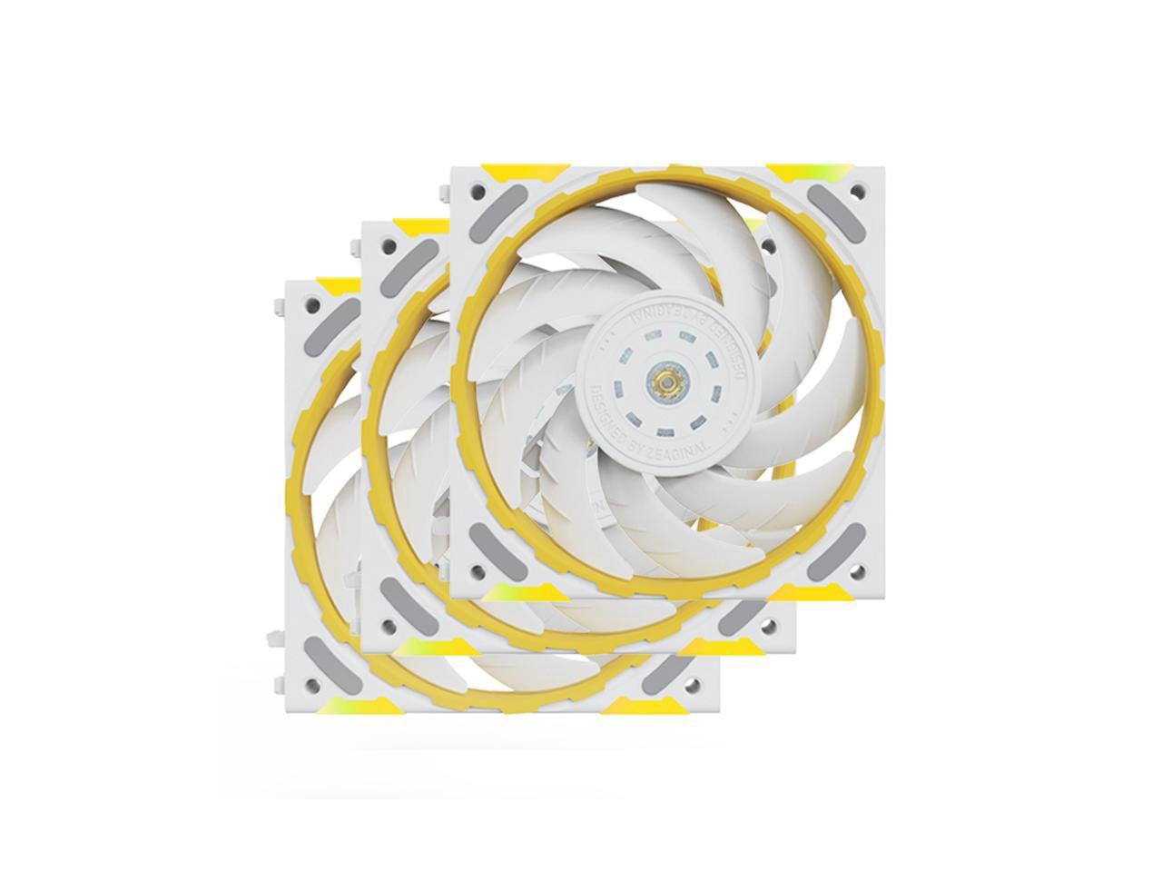 Yeston * Zeaginal ZC-ZHUISHEN TI White*3 LED 120mm Case Fan,Quiet Edition High Airflow Color LED Case Fan for PC Cases, FDB bearing Fan CPU Coolers Radiators SystemComputer Case Cooling Fan