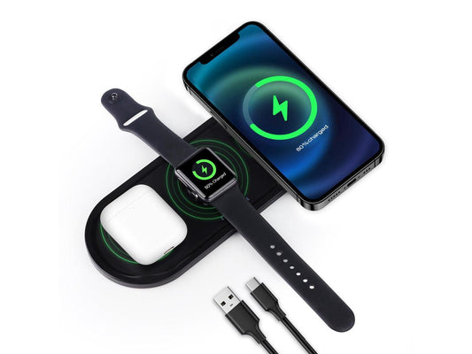 3 in 1 Wireless Charger Station For Iphone Apple Iwatch, Phone Watch And Airpods Charging Pad Stand Watch 6/5/4/3/2/1 AirPods Pro 2 iPhone 13/12/11pro/Se/X/XS/XR/Xs Max/8 Plus Galaxy S20/S10, KingTSYU