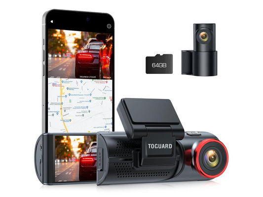 4K Dual Dash Cam Front and Rear with Exclusive Motion Activated Emergency Lock WiFi GPS, 3.16 Touch Screen 4K/2.5K+1080P Dashcams for Cars with 64GB Memory Card, Capacitor, Type-C Port, Parking Mode