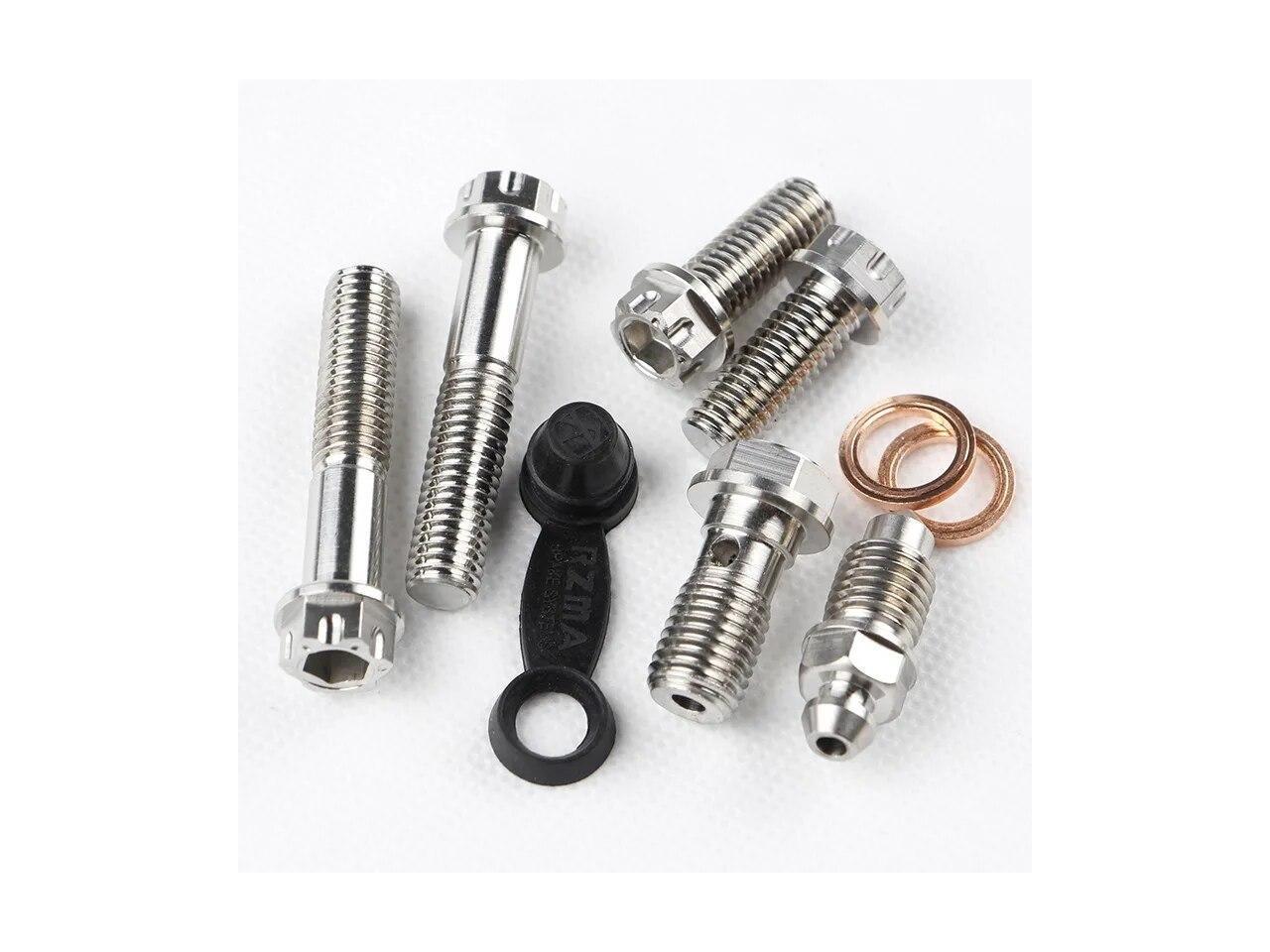 1 Set Motorcycle Crab Brake Caliper Replacement Fixing Screws Banjo Bolts(silver 1 set)