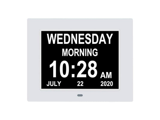 ybest 7 Inch Extra Large Non-Abbreviated Day Date & Month Digital Day Calendar Clock with Auto-Dimming 8 Alarm Reminders Dementia Clocks for Senior Elderly impaired Vision, Welcome to consult