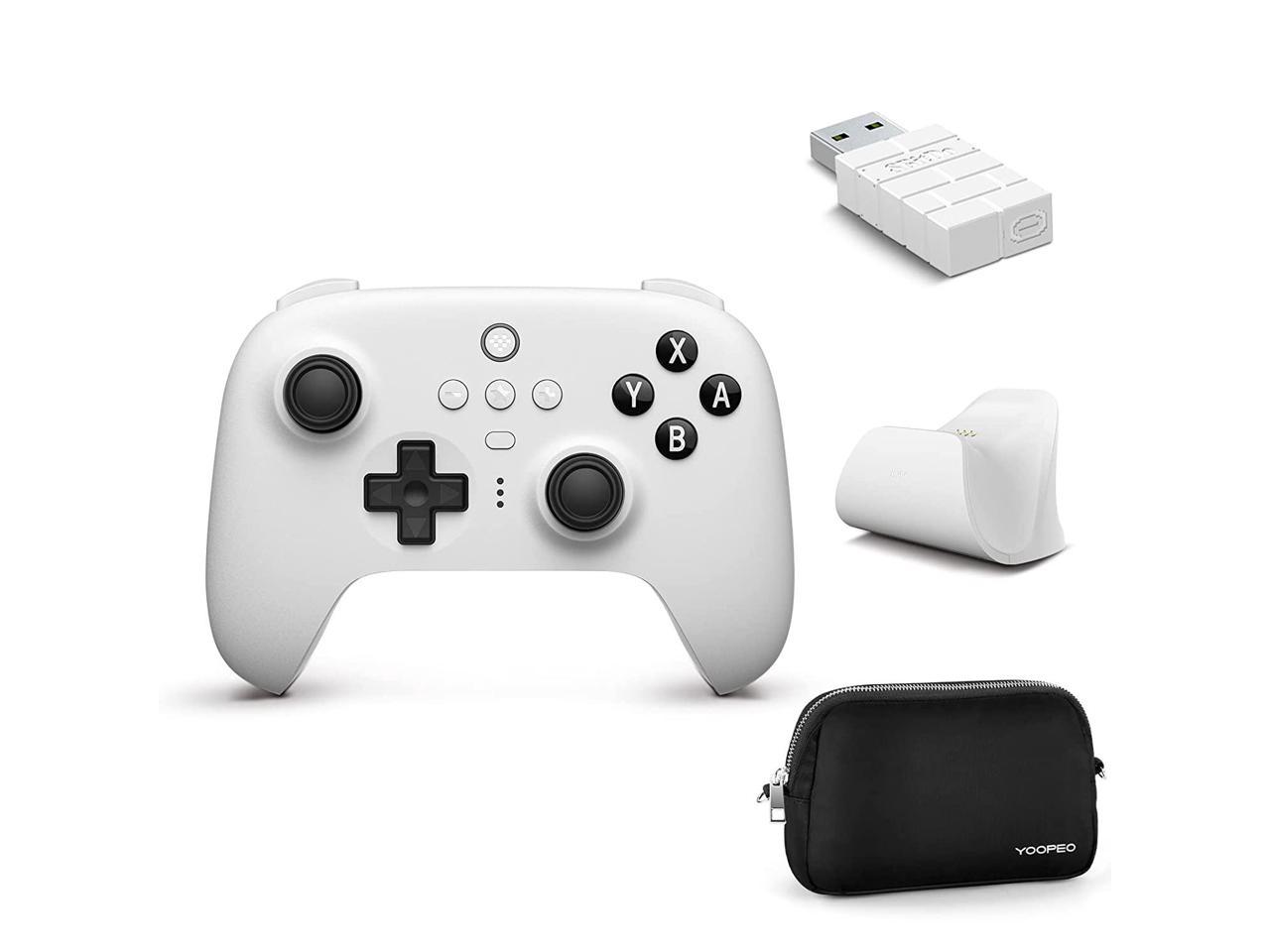 8Bitdo Ultimate Bluetooth Switch Pro Controller with Charging Dock,Wireless Gamepad with Hall Effect Sensor Joystick for Switch/Windows/Steam Deck,A Carry Bag,Remote Motion Control/Vibration - White