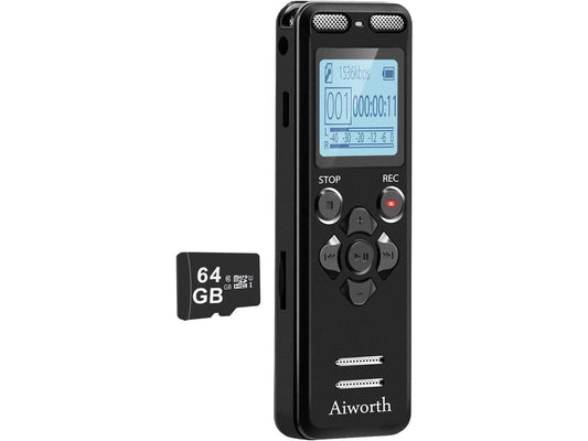 72GB Digital Voice Recorder Voice Activated Recorder for Lectures Meetings - aiworth 5220 Hours Sound Audio Recorder Dictaphone Recording Device with Playback,MP3 Player,Password,Variable Speed