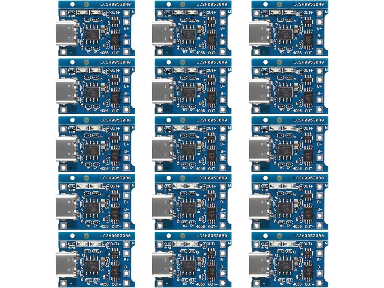 15pcs 5V 1A TP4056 Charging Module Type-C USB 18650 Lithium Battery Charger Board with Protection (Type-C USB)