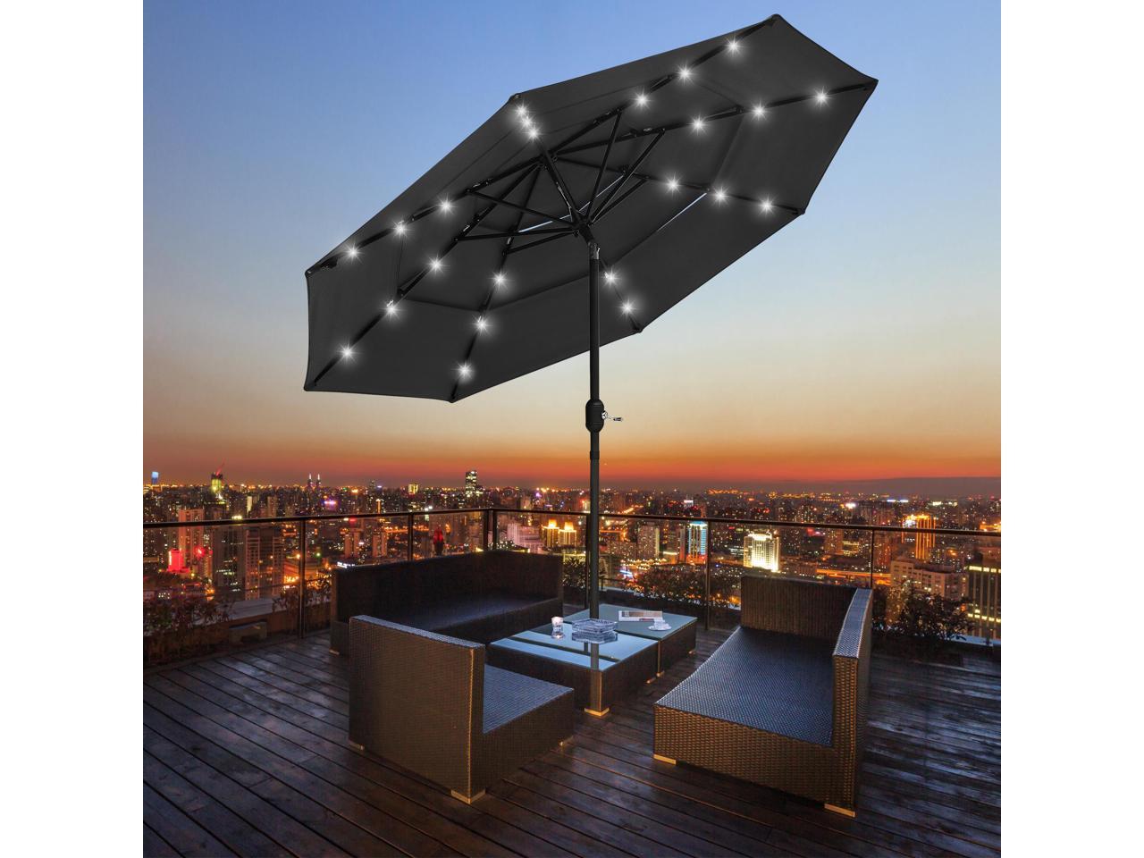 Yescom 9Ft UV50+ 3000PA Aluminum Patio Umbrella with Crank Tilt for Outdoor Table Sunshade Deck Yard Garden Pool Balcony