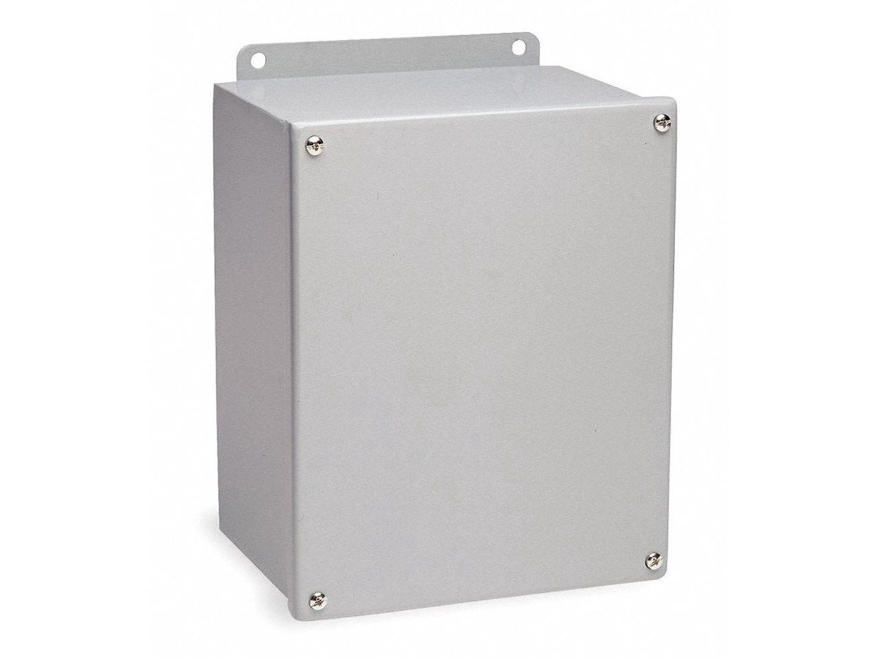 8H x 6W x 4D Metallic Enclosure, Gray, Knockouts: No, Screws Closure Method