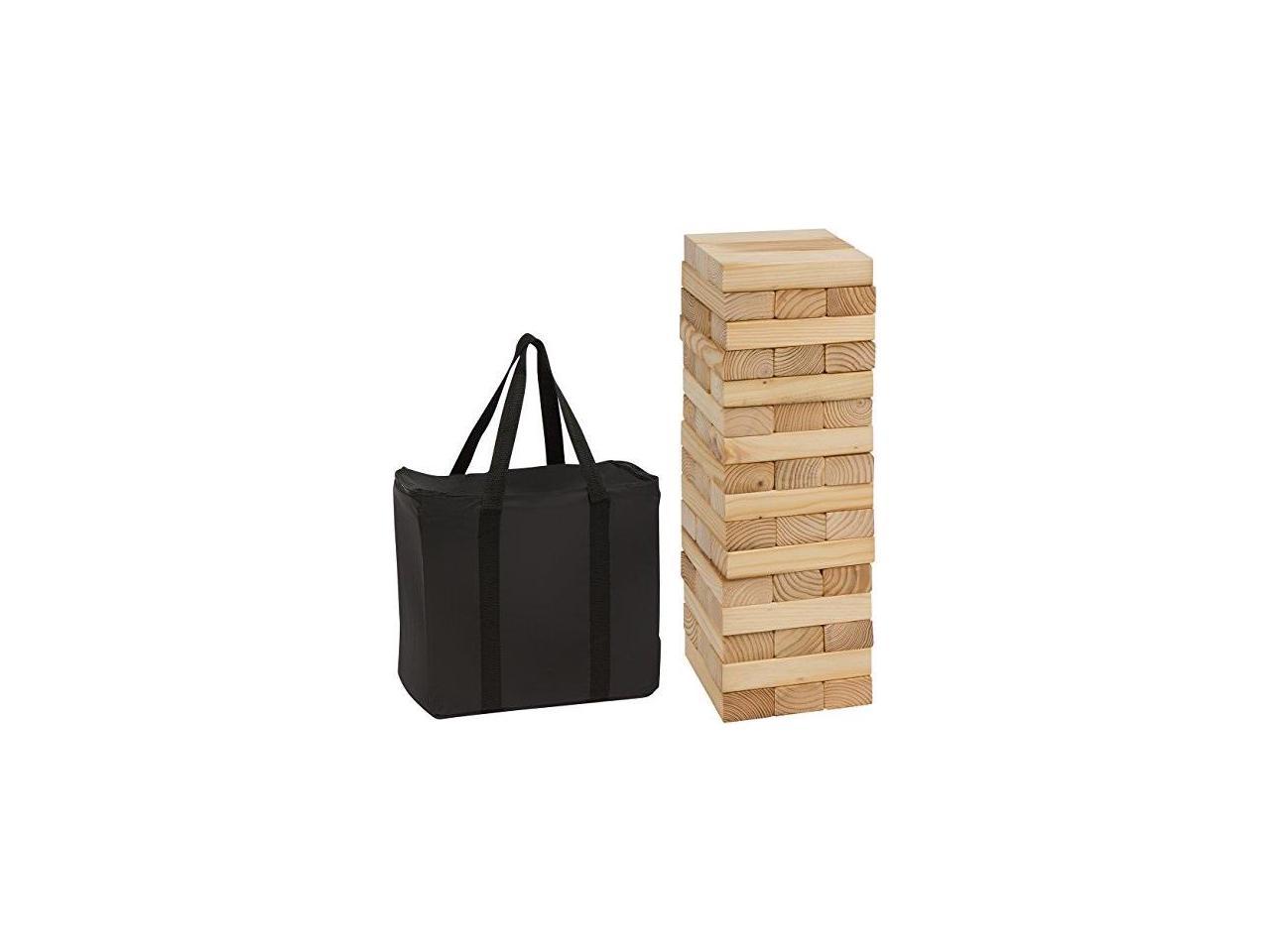 48piece 1.5'tall giant wooden stacking puzzle game with carry case by trademark innovations