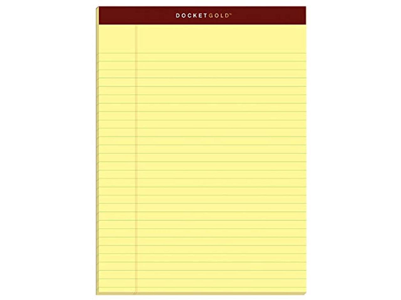 63950 Docket Ruled Perforated Pads, 8 1/2 X 11 3/4, Canary, 50 Sheets (Pack Of 12)