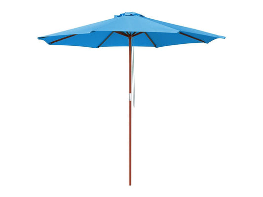 9' ft Patio Umbrella Wood Pulley Control Market Outdoor Yard Beach Bar Garden